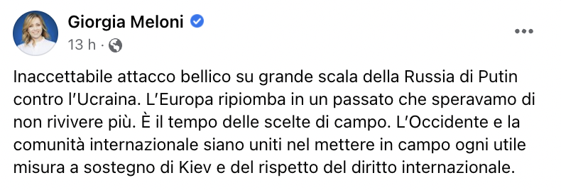 post facebook di giorgia meloni