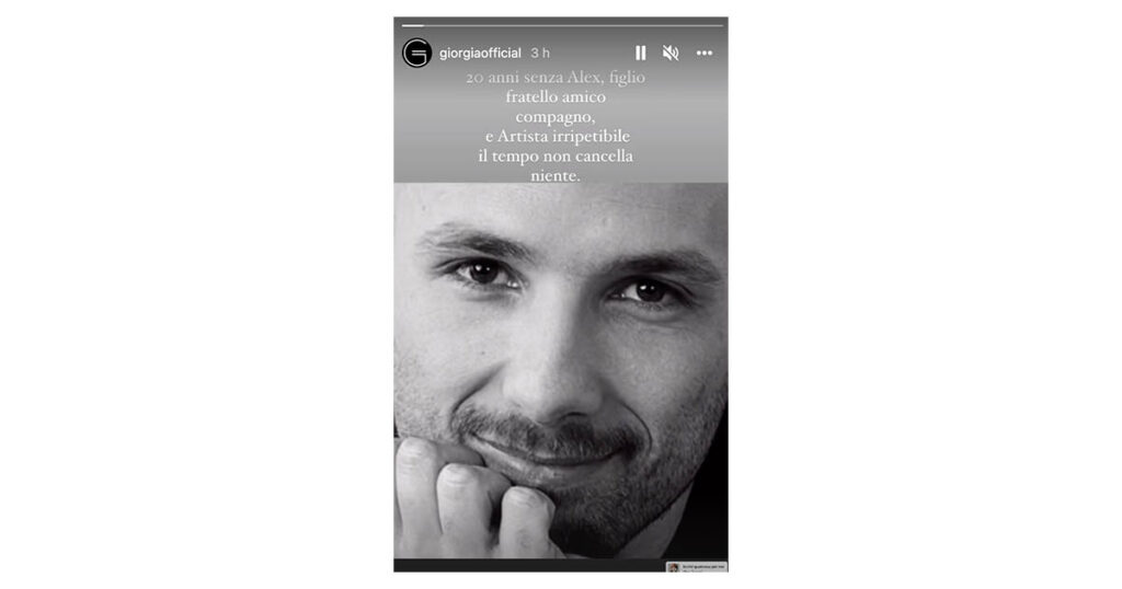 Instagram Story di Giorgia per Alex Baroni