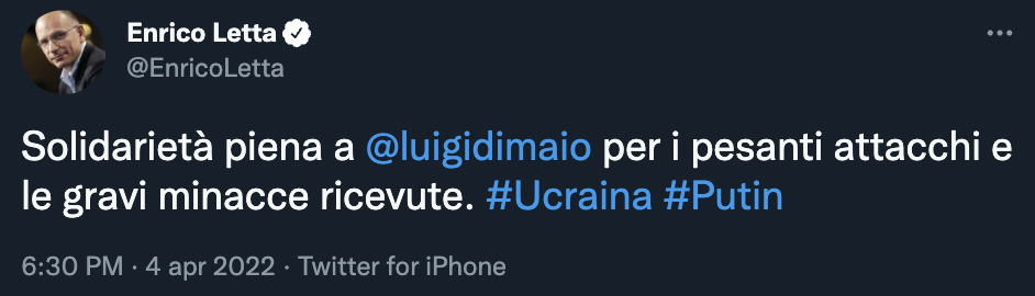 Tweet di Enrico Letta