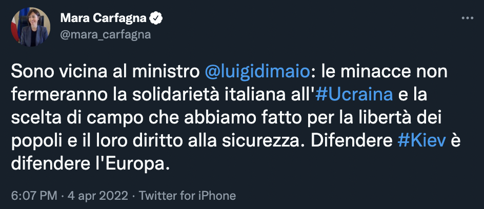 Tweet di Mara Carfagna