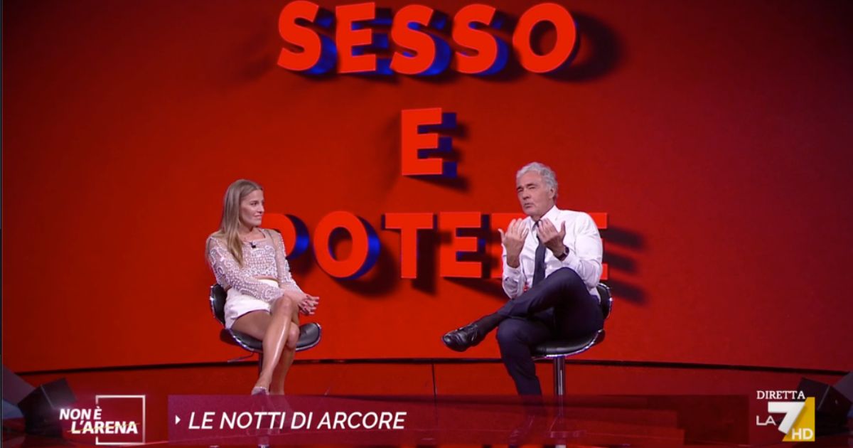 Eveline Dellai parla di sesso e potere con Giletti a Non è l’arena: la rivelazione dell’attrice hard sugli italiani
