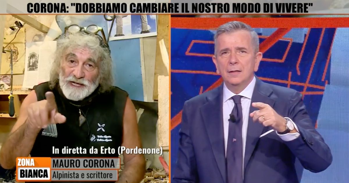 Mauro Corona sbotta a Zona bianca e abbandona la trasmissione di Rete 4 all'improvviso: "Gentucola"