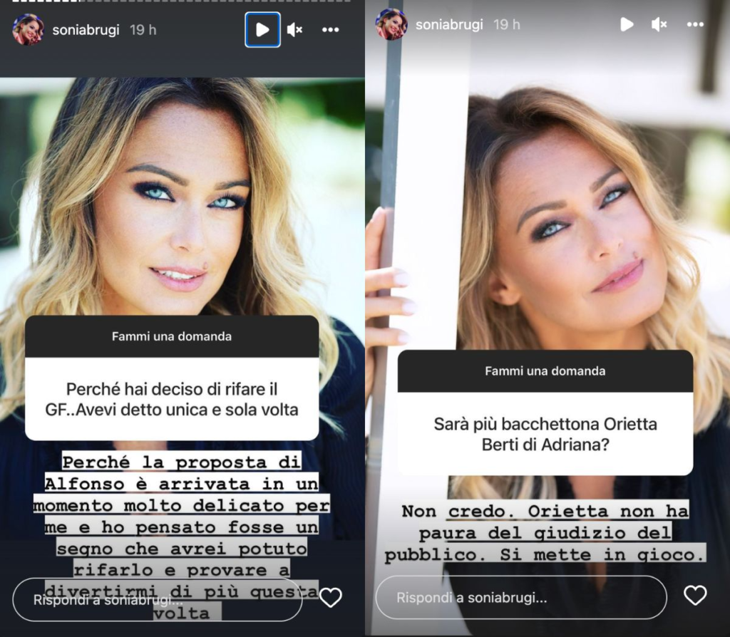 Sonia Bruganelli su Instagram risponde alle domande sul GF Vip