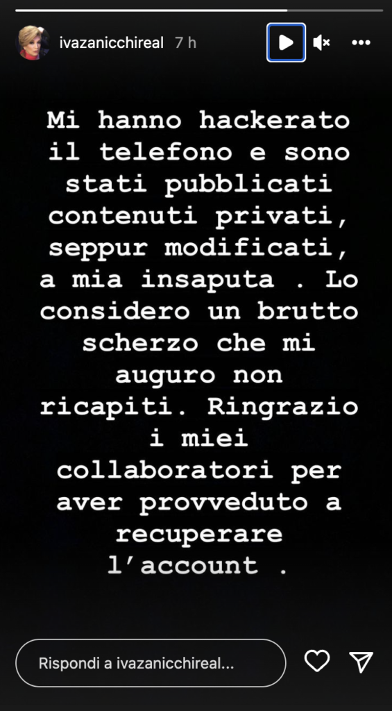 Iva zanicchi hackerata su Instagram