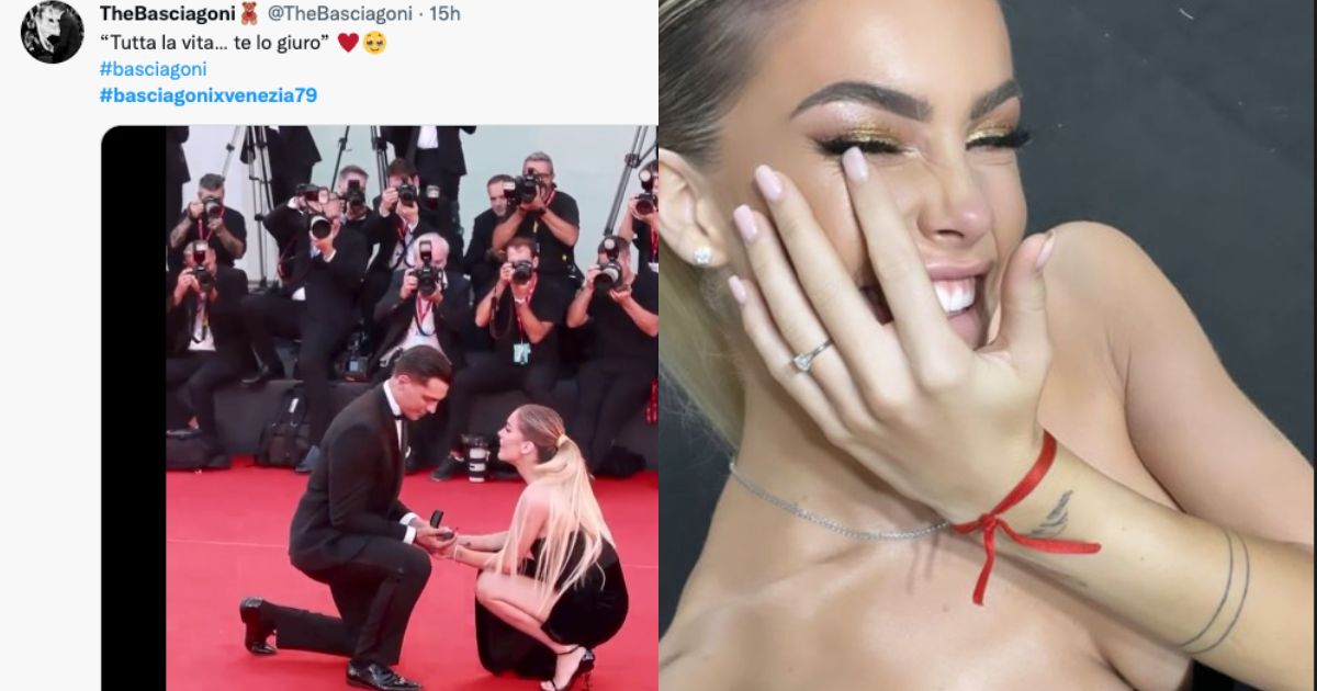 Sophie Codegoni e Alessandro Basciano si fidanzano a Venezia 79: la proposta di matrimonio sul red carpet