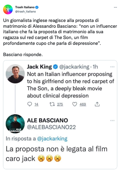 Botta e risposta su twitter tra Basciano e Jack King dopo la proposta