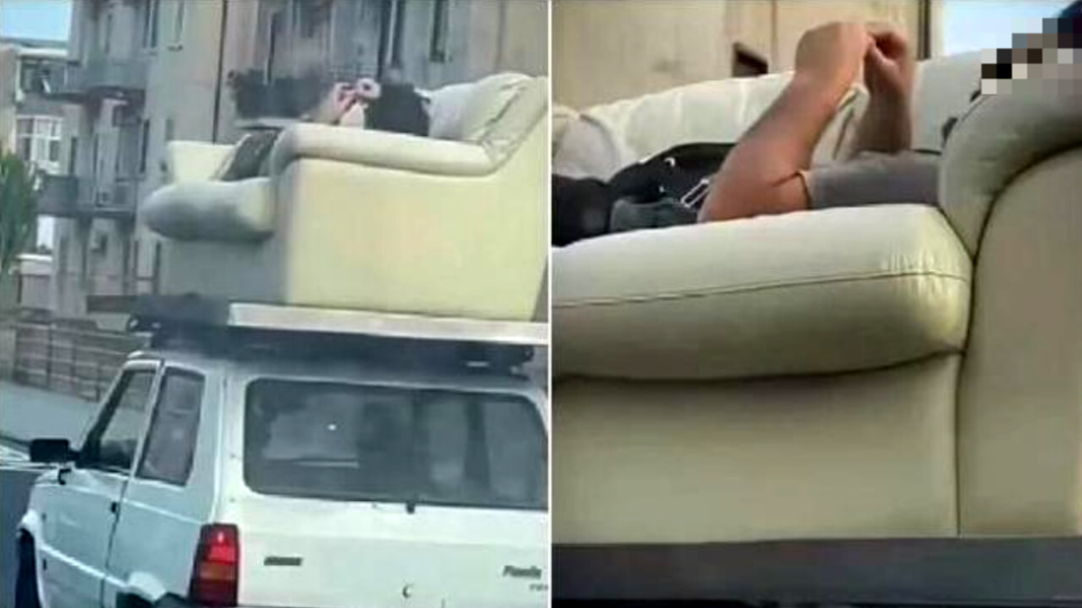 In divano sul tetto della Panda, video tiktok virale