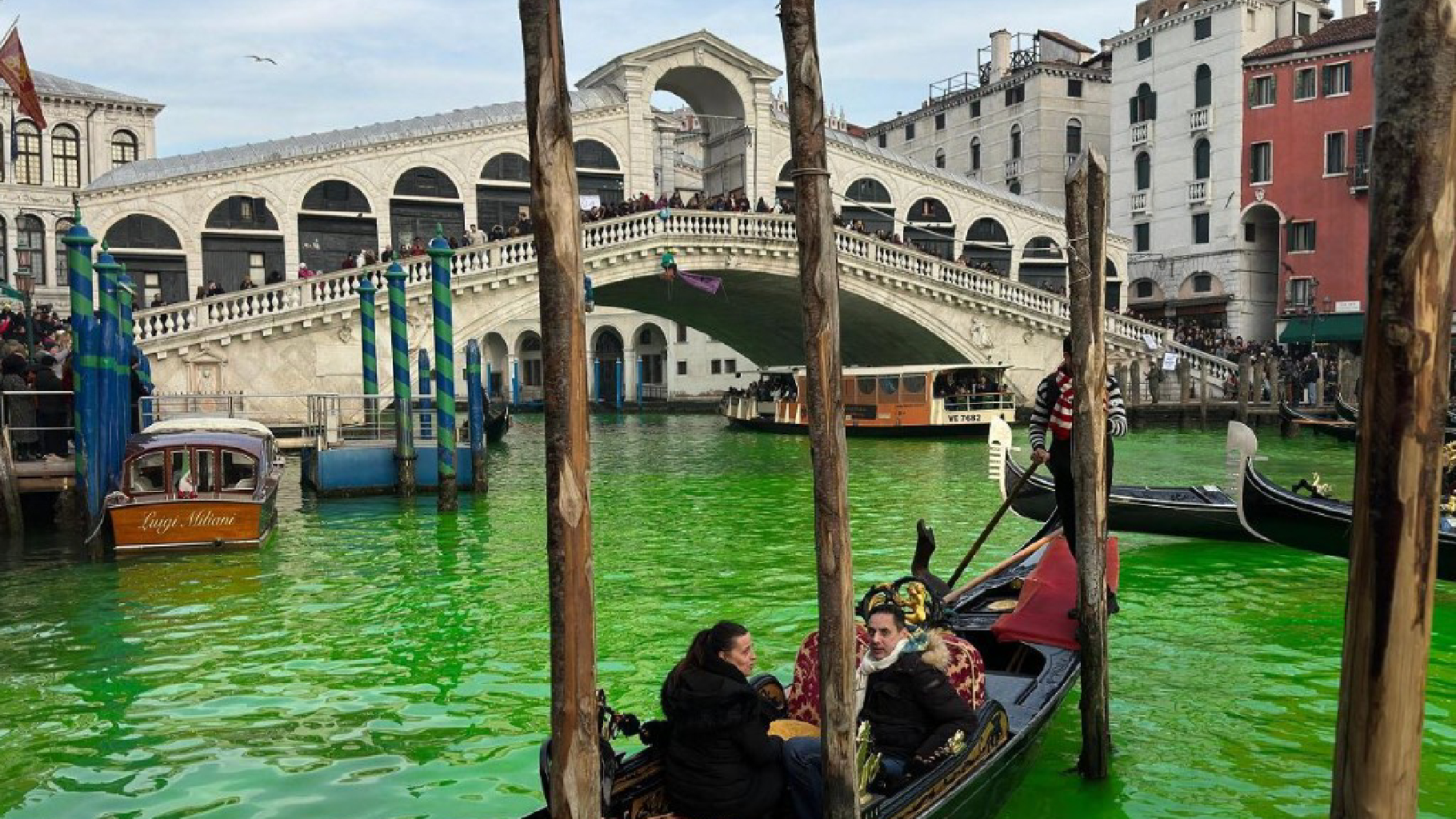 Nuovo blitz degli ambientalisti: il Canal Grande (e non solo) si colora di verde