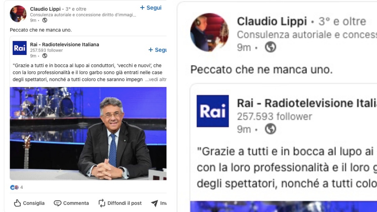 Claudio Lippi scrive su LinkedIn a Roberto Sergio: “Aspetto ancora di essere reintegrato”