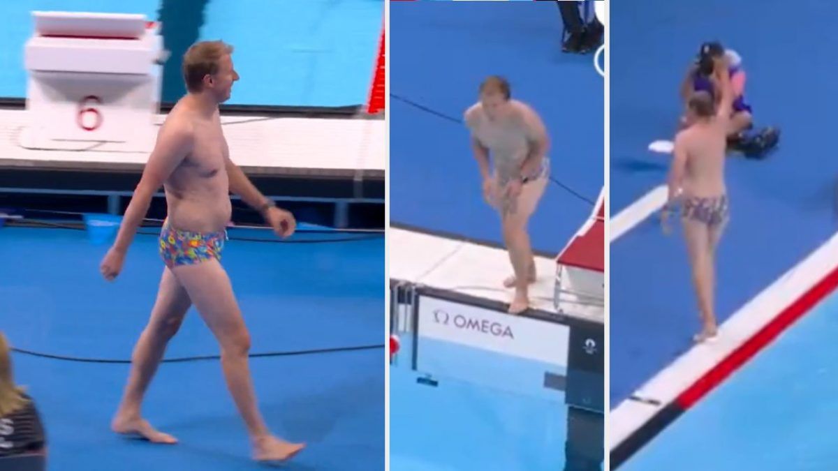 Olimpiadi uomo costume gara interrotta