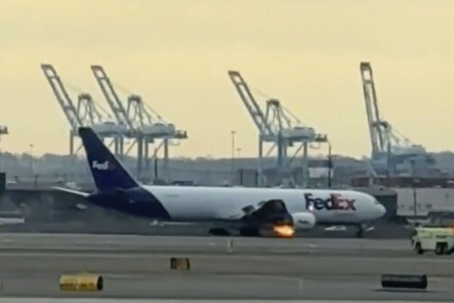 aereo FedEx fuoco Newark
