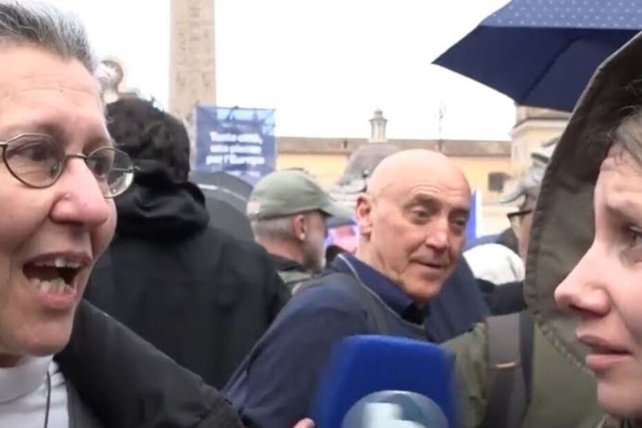 manifestazione Roma suora armi