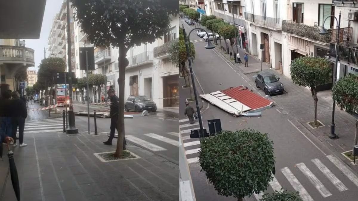 Maltempo vento da Thesocialpost.it Maltempo vento strappa tetto che vola in strada panico e auto schiacciata
