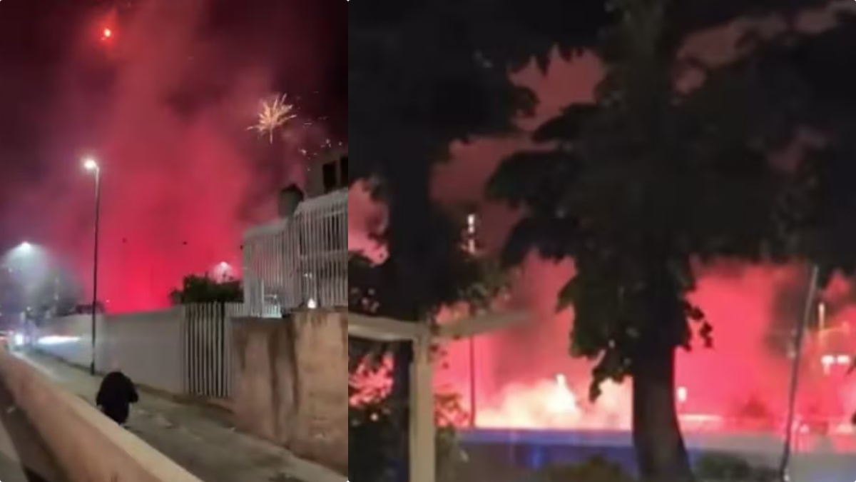 Botti nella notte e fumo ovunque, i tifosi del Napoli scatenano l’inferno sotto l’albergo del Cagliari