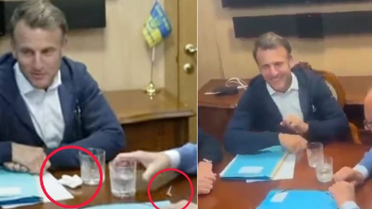 Macron cocaina fazzoletto bufala