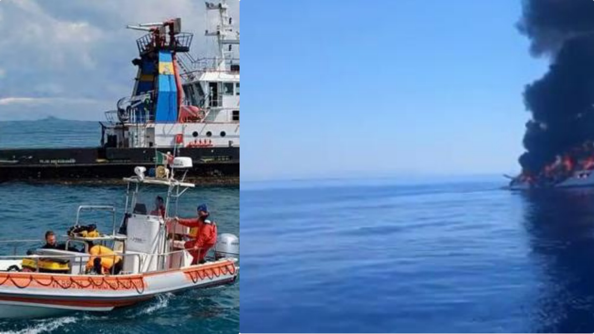 “Guasto al motore”. Incendio in mare, fiamme alte: vigili del fuoco sul posto