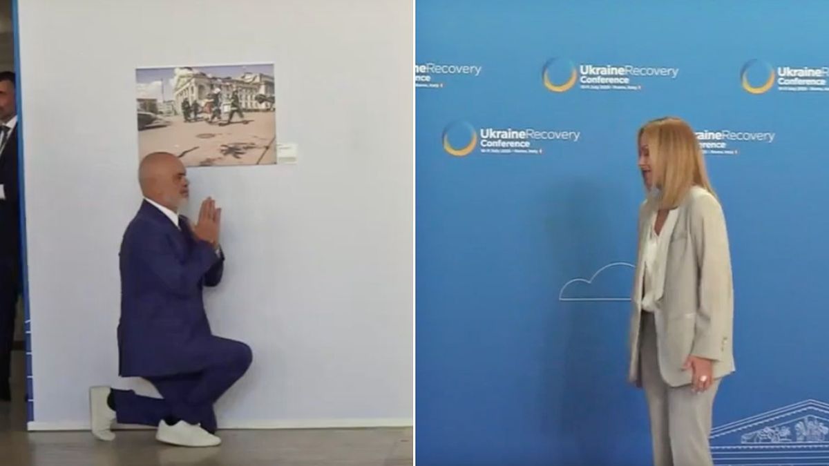 Edi Rama si inginocchia Meloni