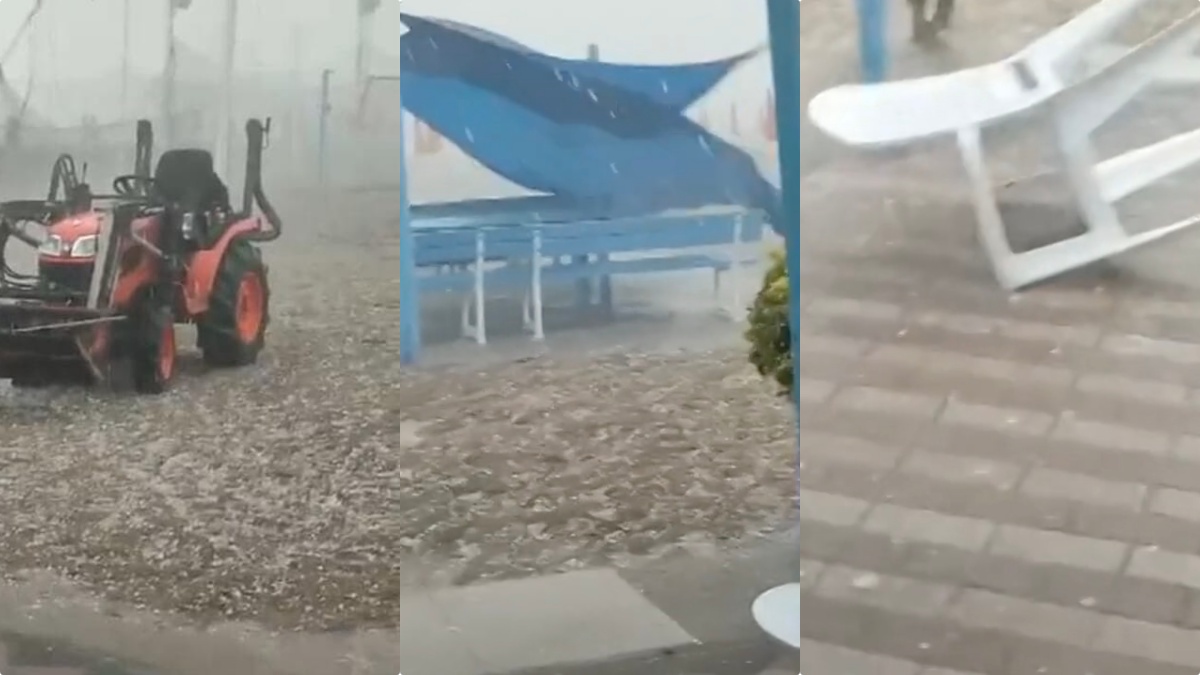 Violenta grandinata devasta la spiaggia italiana: le immagini impressionanti