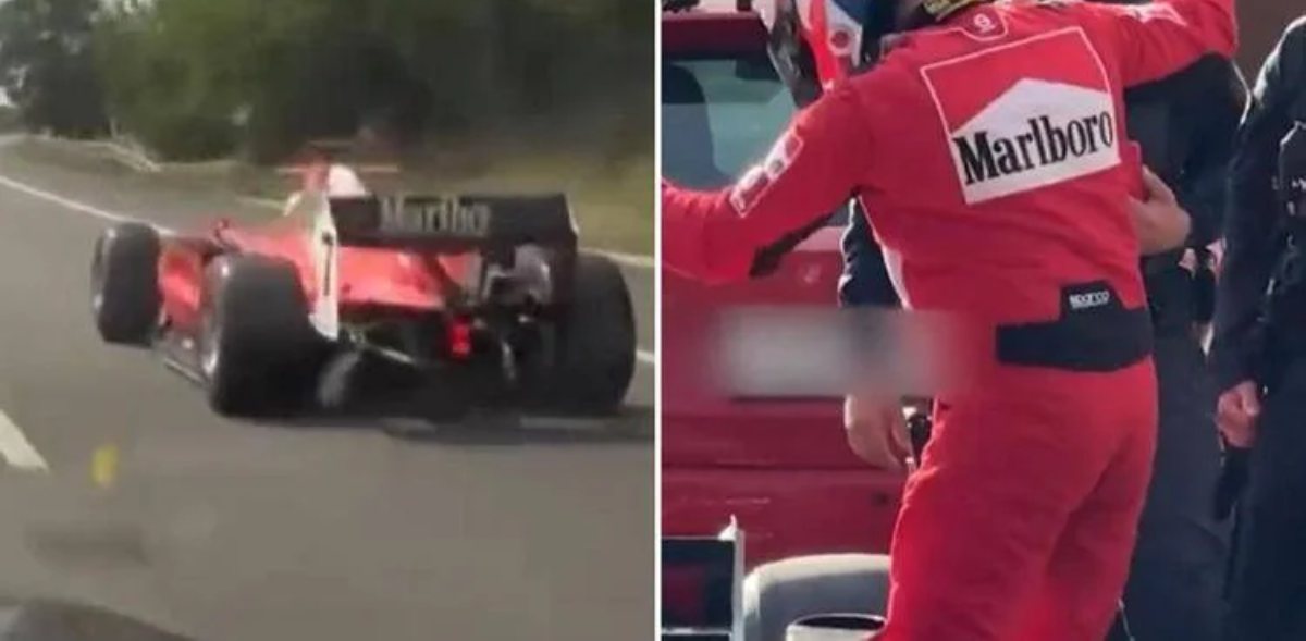 Con l’auto da Formula Uno in autostrada, l’inseguimento shock con gli elicotteri Con l’auto da Formula Uno in autostrada, l’inseguimento shock con gli elicotteri