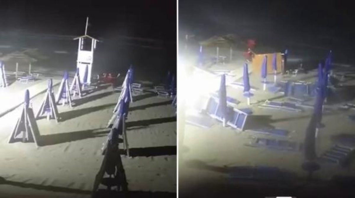Tromba d’aria shock in Italia, volano lettini e ombrelloni. Video da brividi 