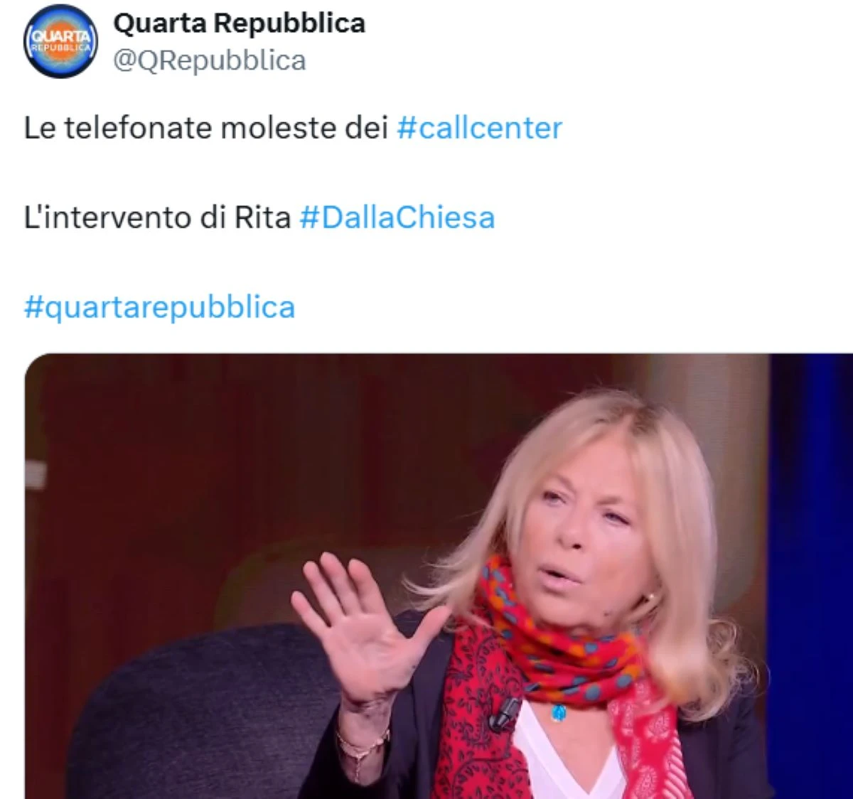Rita Dalla Chiesa parla di truffe telefoniche