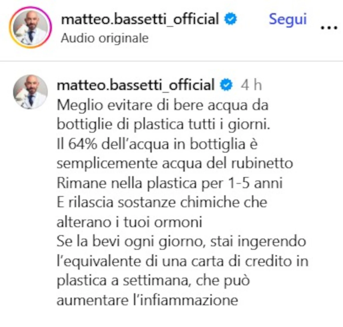 Matteo Bassetti in un post social
