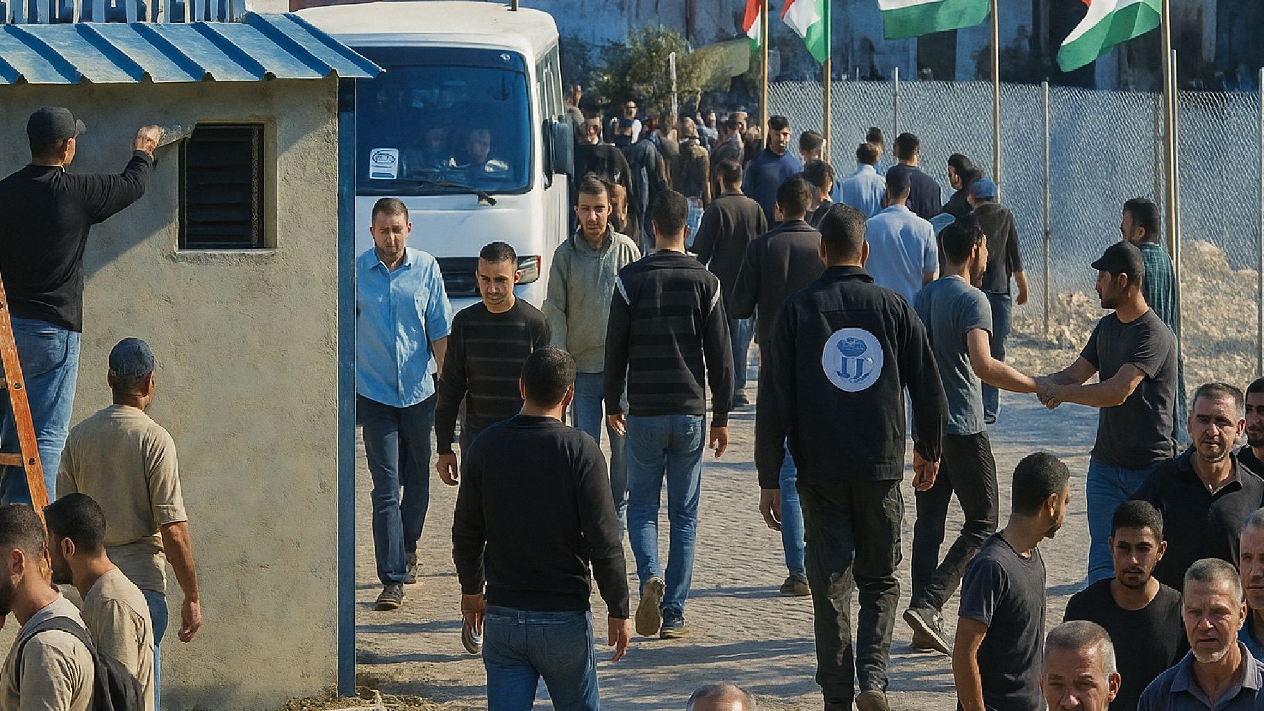 Gaza, l’uomo che intonacava il muro mentre passava la Storia