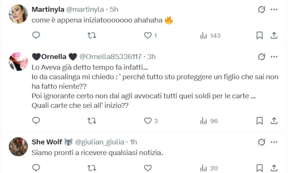 Commenti sui social riguardo il caso Garlasco