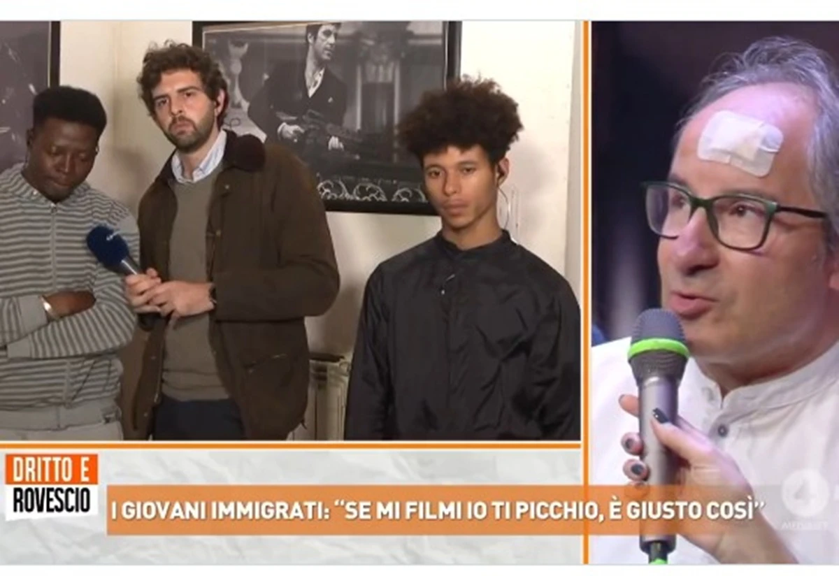 Il conduttore Paolo Del Debbio durante il talk show