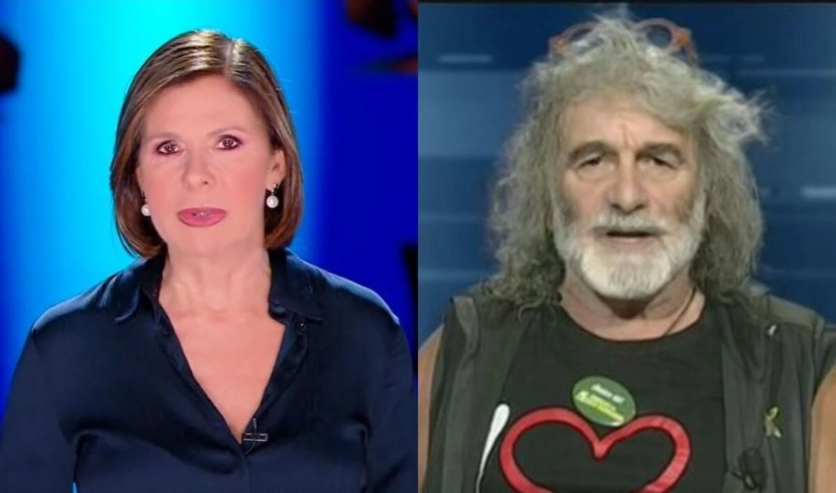 Bianca Berlinguer e Mauro Corona sorridono in studio a È sempre Cartabianca