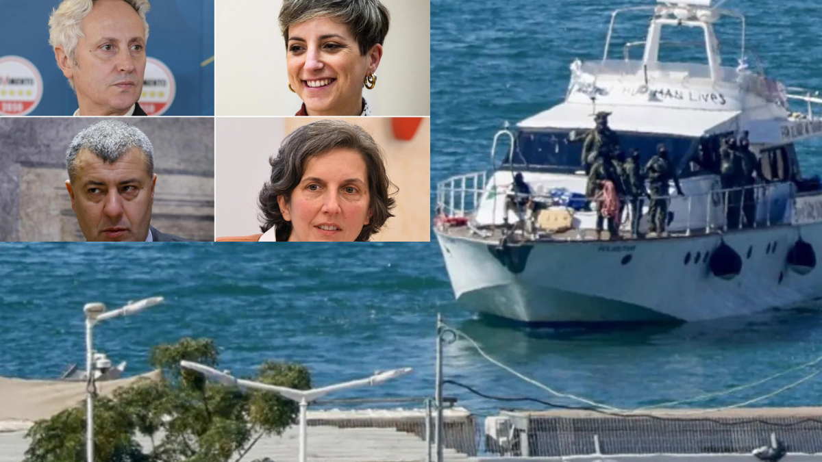 Immagine della Flotilla all'arrivo nel porto di Ashdod, Israele