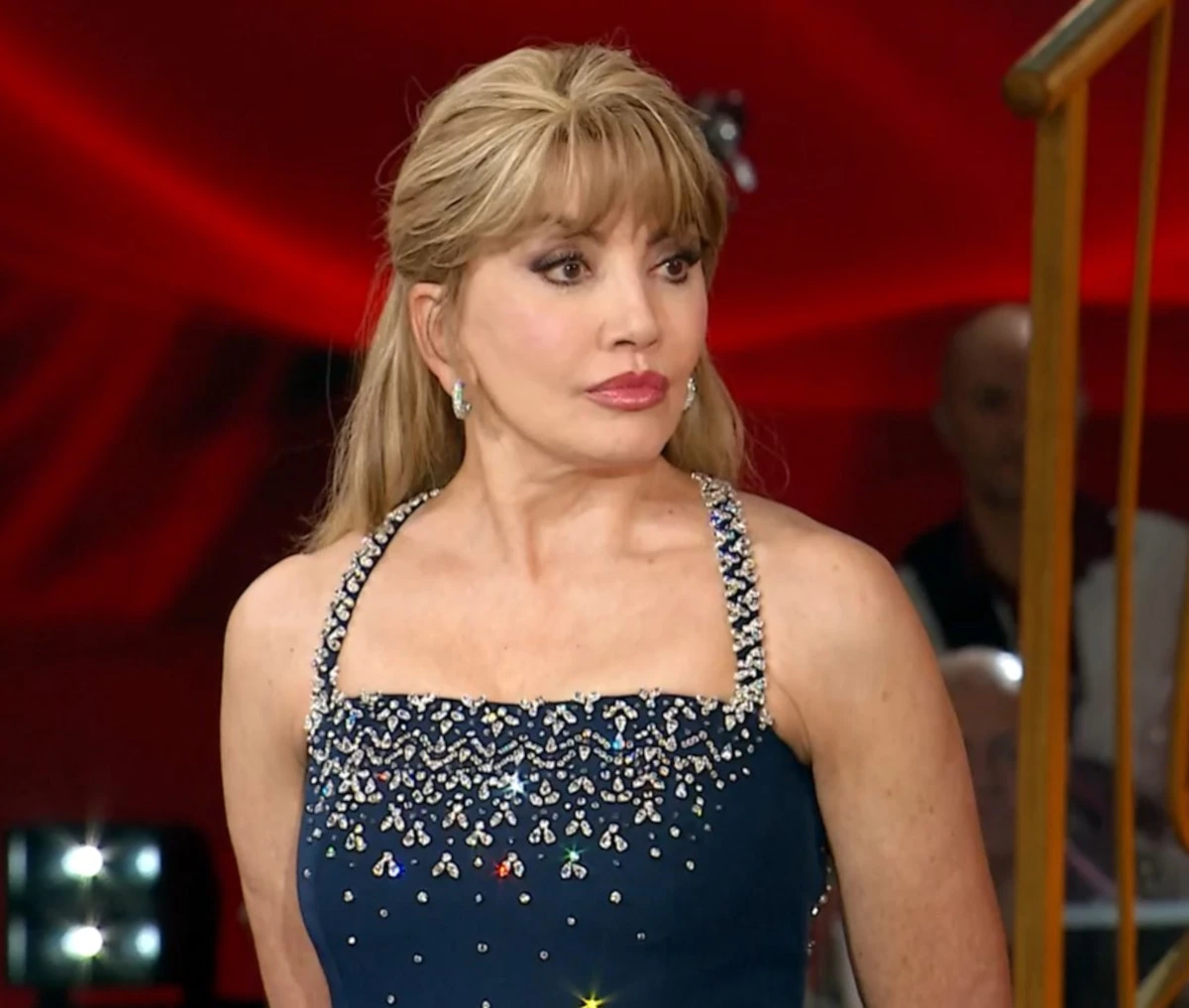 Milly Carlucci durante una conferenza stampa