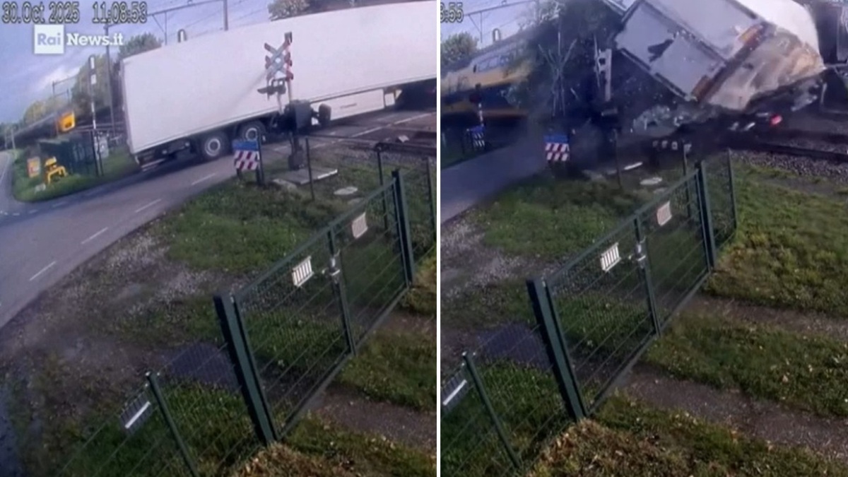 Treno a tutta velocità travolge in pieno camion fermo sui binari: video e foto choc Treno a tutta velocità travolge in pieno camion fermo sui binari: video e foto choc