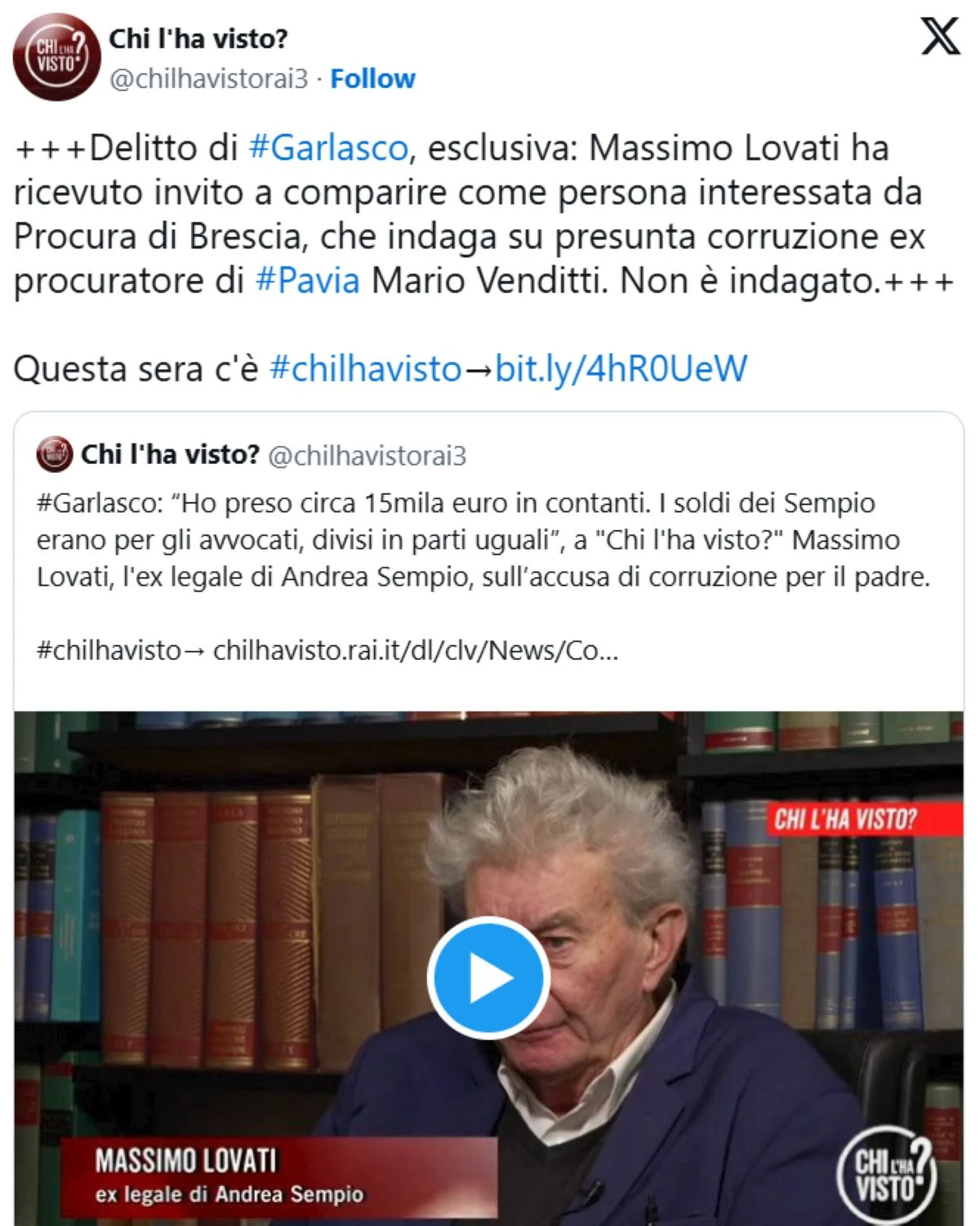 Logo della trasmissione Chi l’ha visto su Rai 3