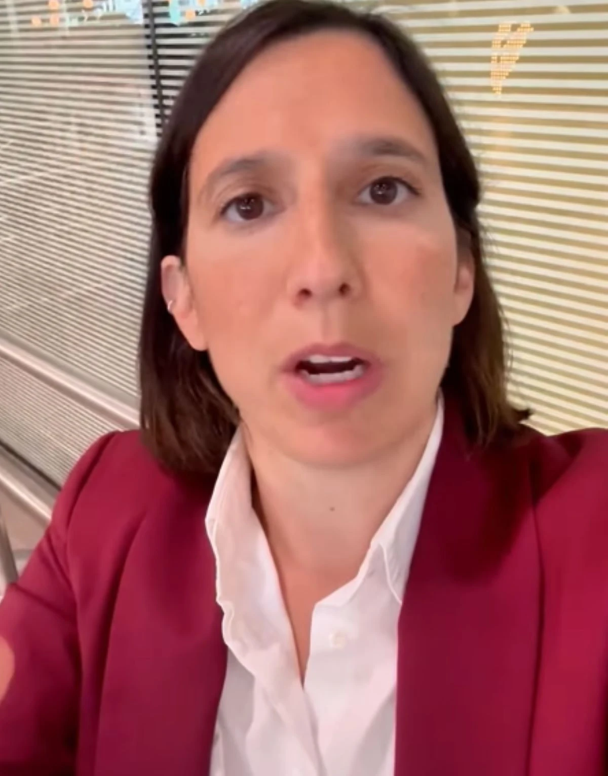 Elly Schlein durante una conferenza del Partito Democratico