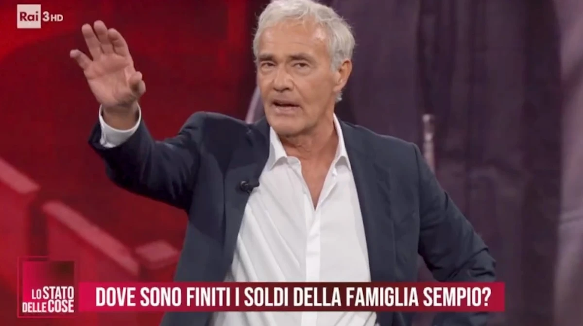 Massimo Giletti durante la trasmissione Lo Stato delle Cose