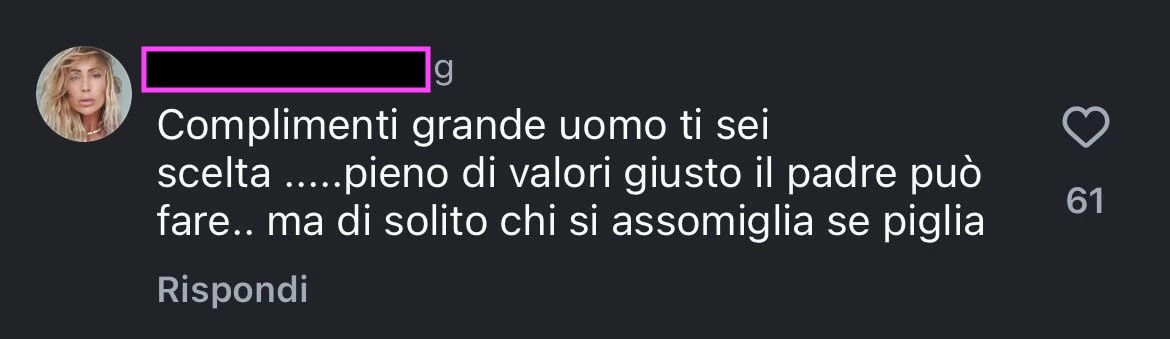 Schermata di commenti e reazioni online al caso Giulia Salemi