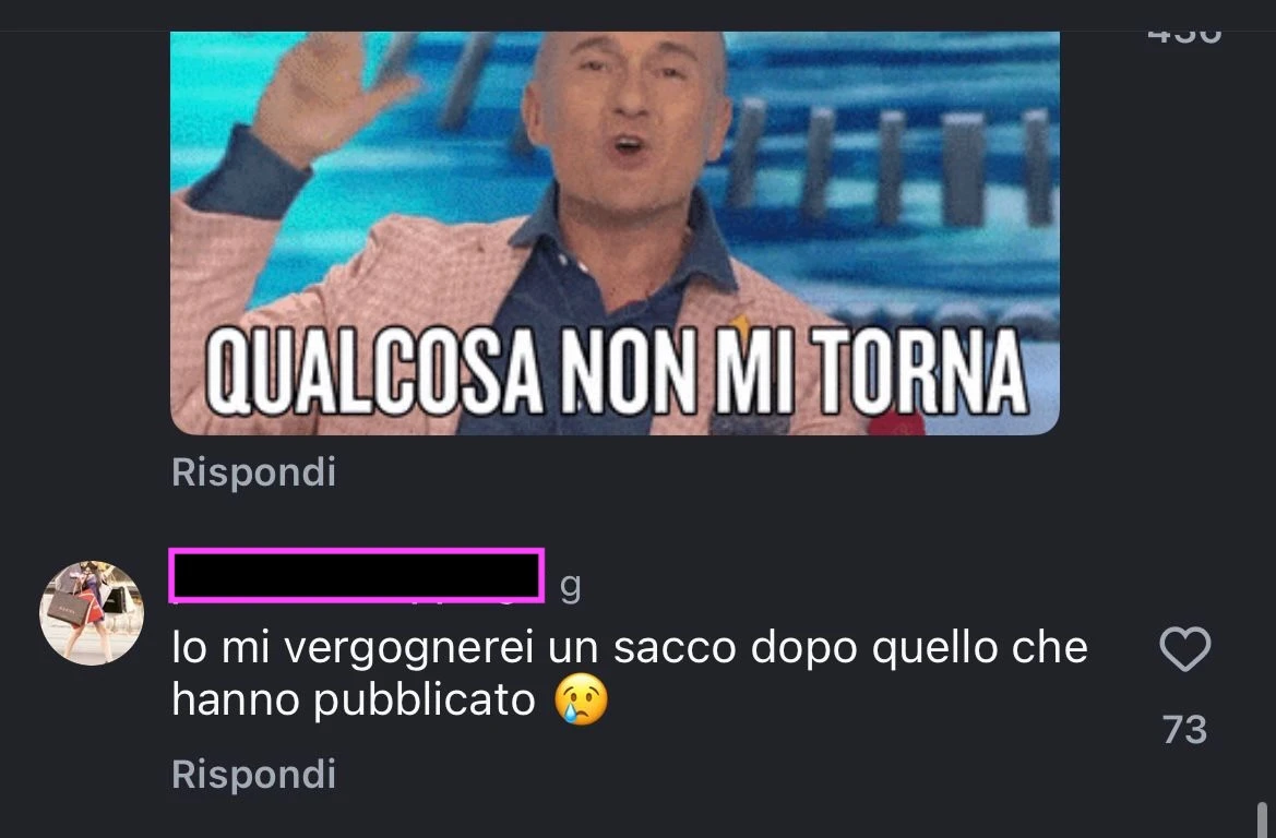 Dettaglio social legato al caso che coinvolge Giulia Salemi