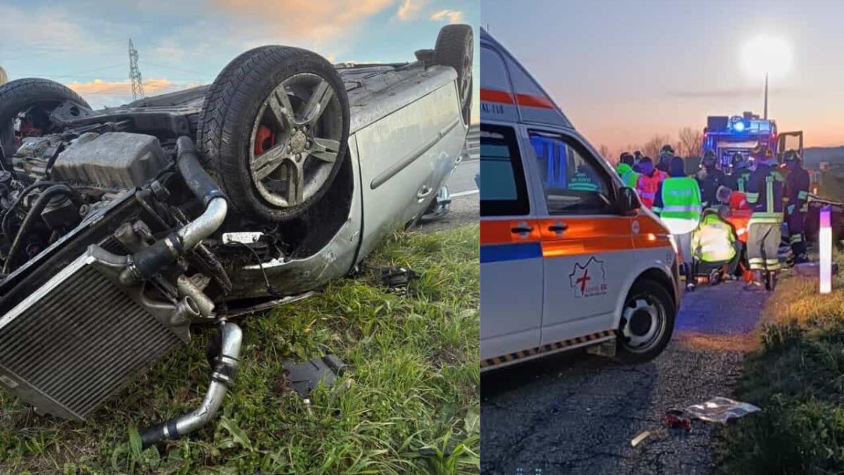Incidente in autostrada: auto con due persone dentro si ribalta, caos e traffico in tilt