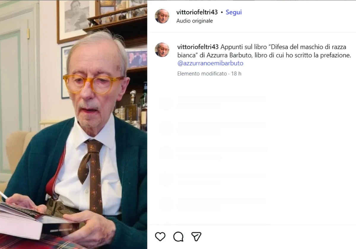 Primo piano di Vittorio Feltri, al centro dell’attenzione per la sua salute