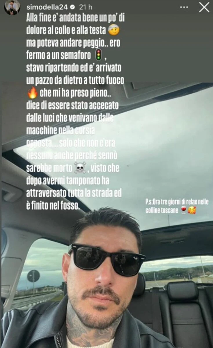 Simone Dell’Agnello, ex tentatore di Temptation Island, ritratto dopo l’incidente