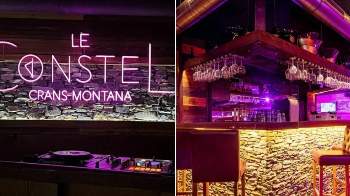 Interno del locale Le Constellation a Crans-Montana, coinvolto nella tragedia di Capodanno