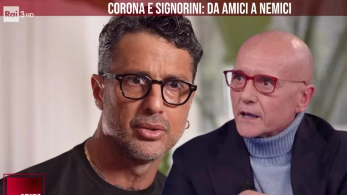Fabrizio Corona ospite in Rai durante un'intervista
