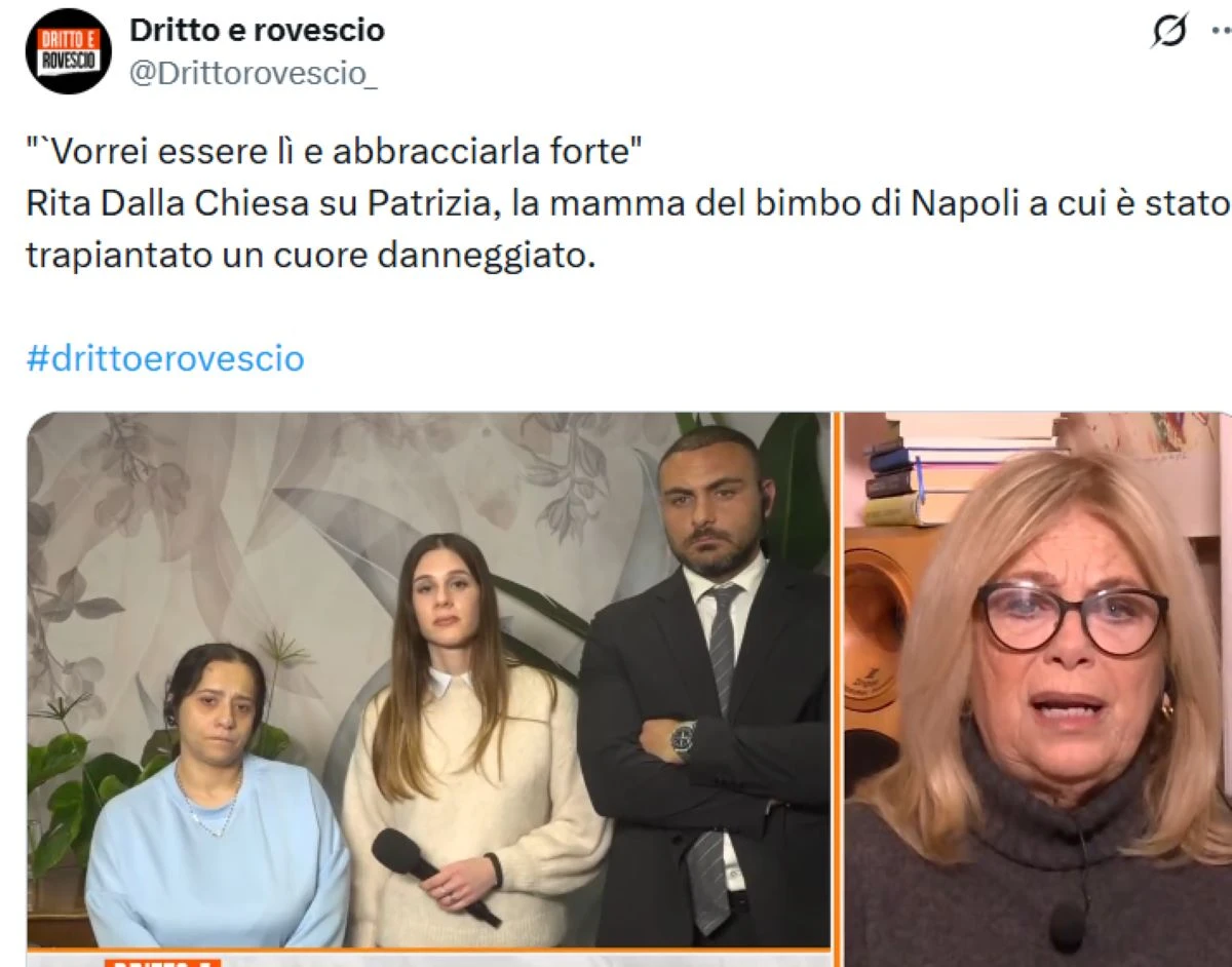 Rita Dalla Chiesa e la storia del bimbo col cuore bruciato: momento in tv