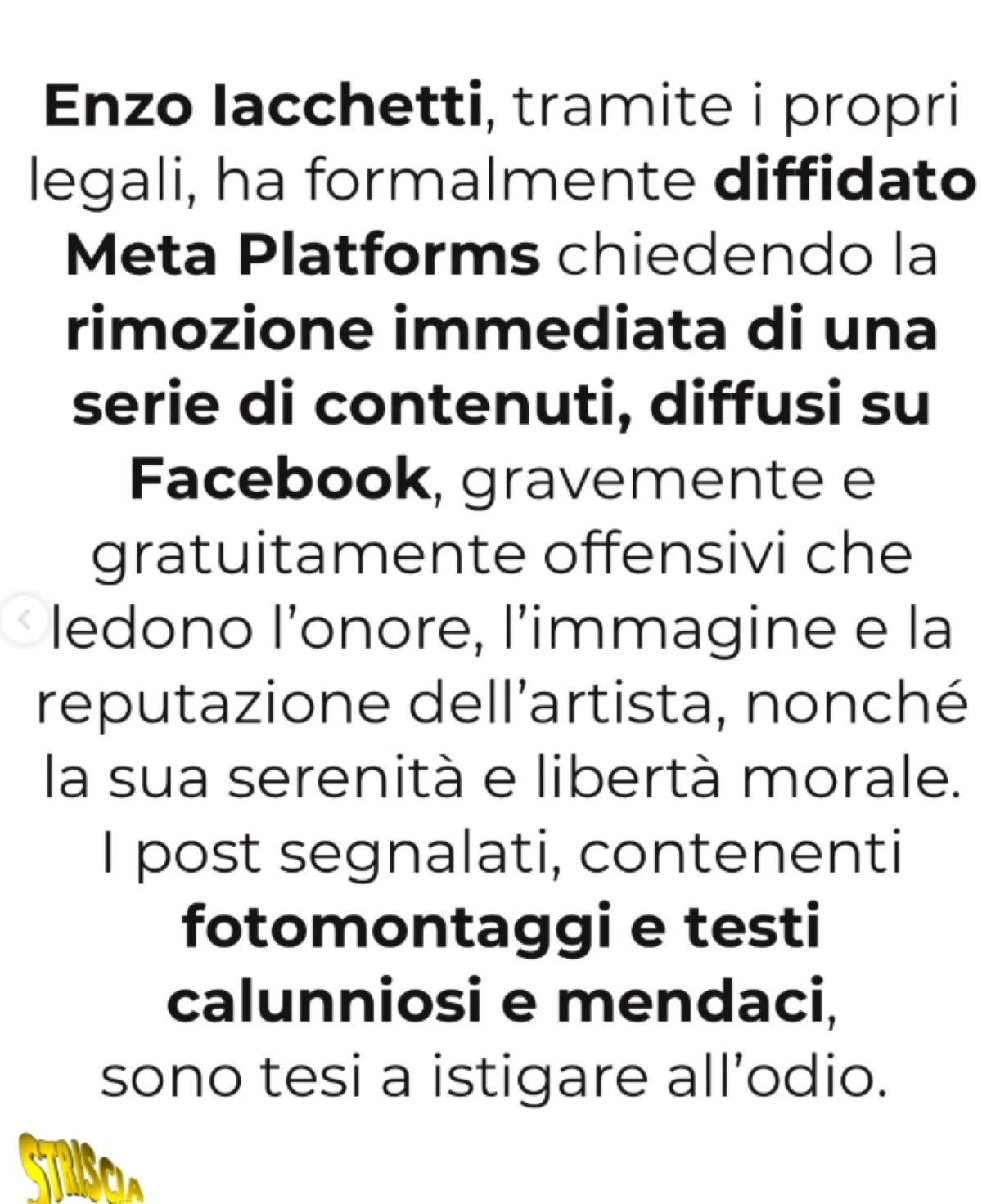 Enzo Iacchetti: azioni legali contro post diffamatori