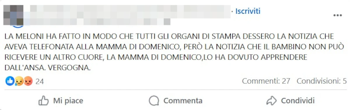 Screenshot di commenti social legati alla polemica sulla telefonata di Giorgia Meloni