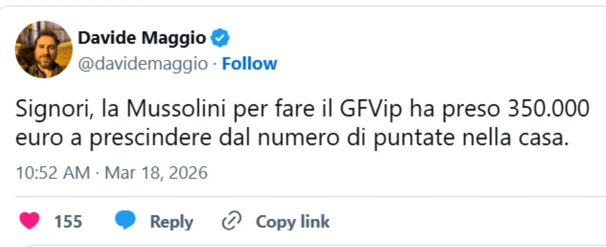 Focus sul cachet di Alessandra Mussolini al Grande Fratello Vip