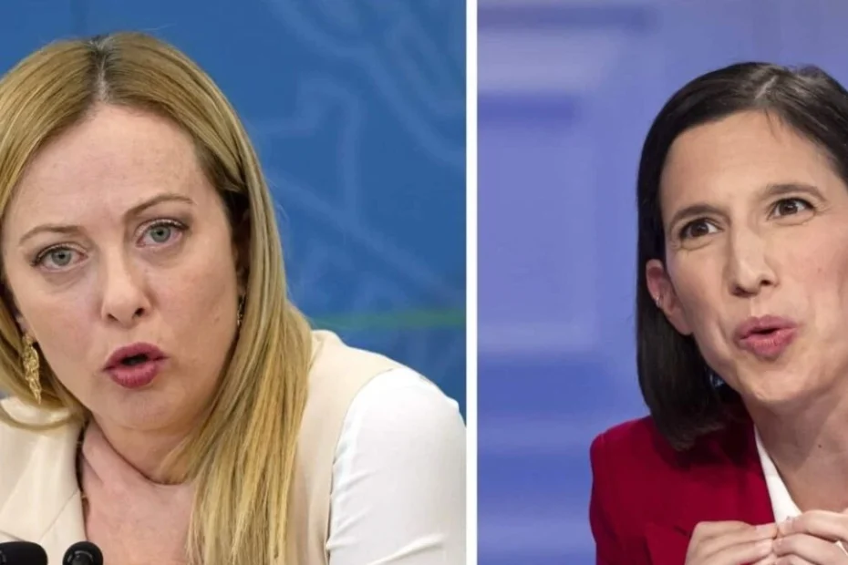 Giorgia Meloni ed Elly Schlein in un confronto politico