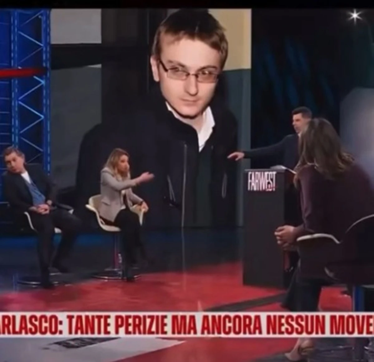 Giada Bocellari e Gian Luigi Tizzoni durante il confronto televisivo sul caso Garlasco