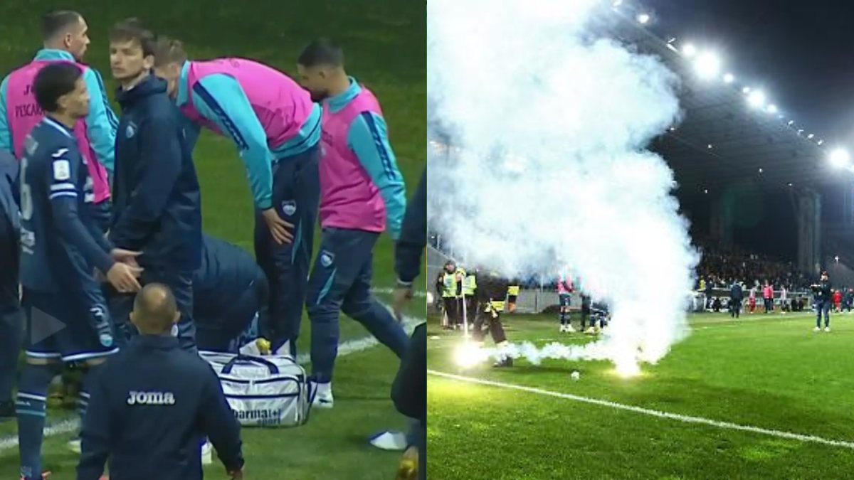 Petardo dal settore ospiti: panico in Frosinone Pescara, due vigili del fuoco in ospedale